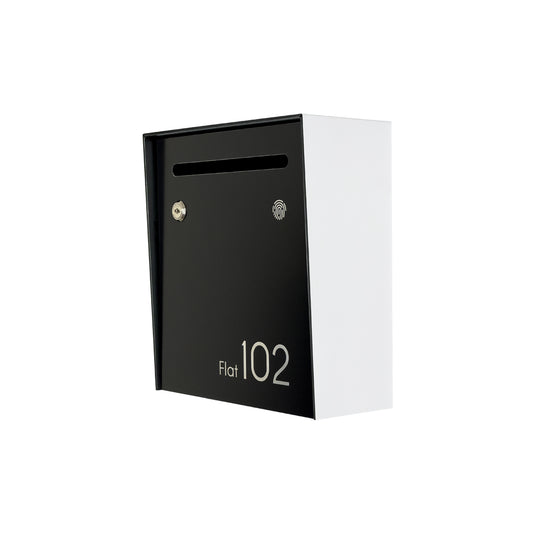 Small Apartment Mailbox - Minimalist White/Black Wall Mounted Modern Stylish Letterbox with Engraved Personalization
