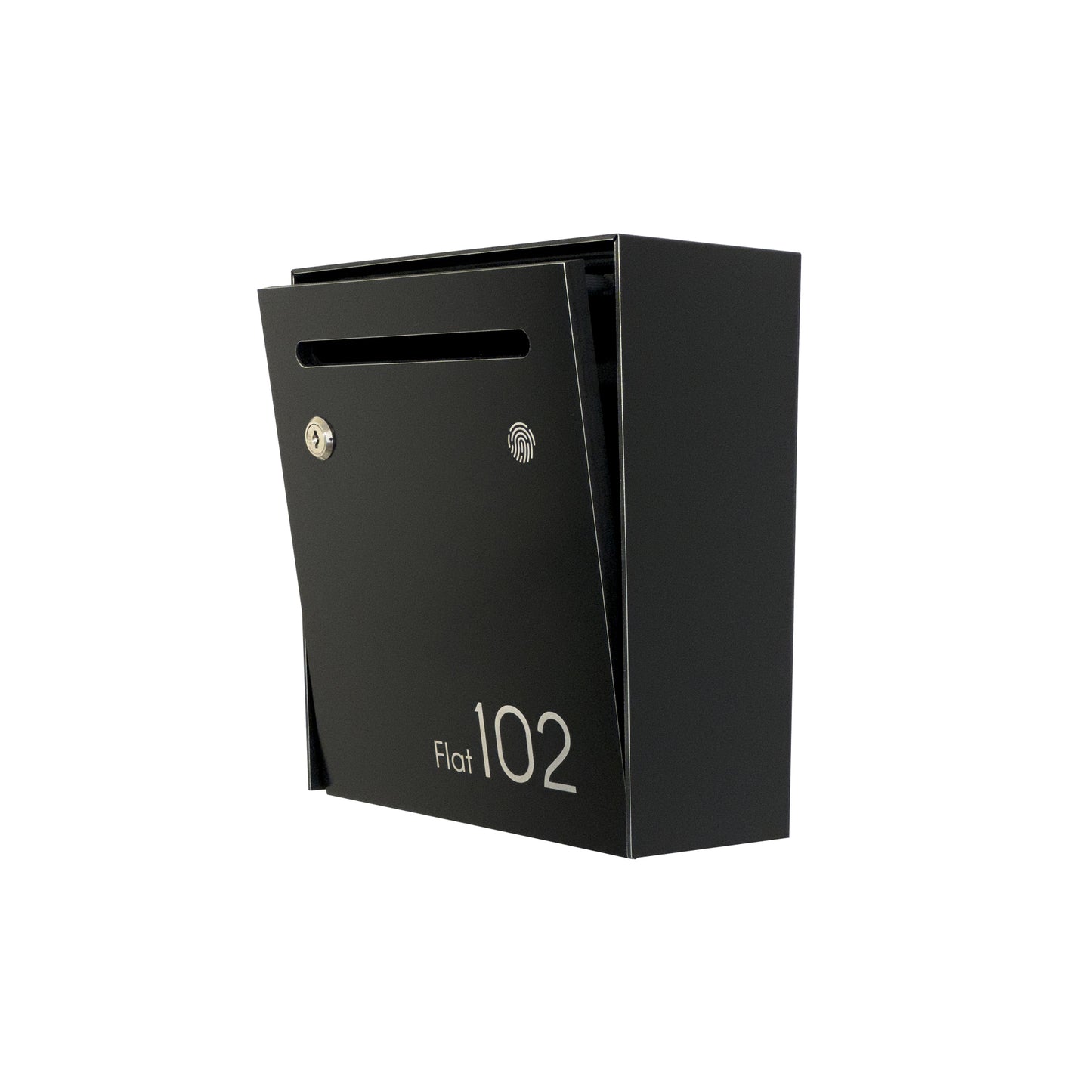 Small Apartment Mailbox - Minimalist Black Wall Mounted Modern Stylish Letterbox with Engraved Personalization