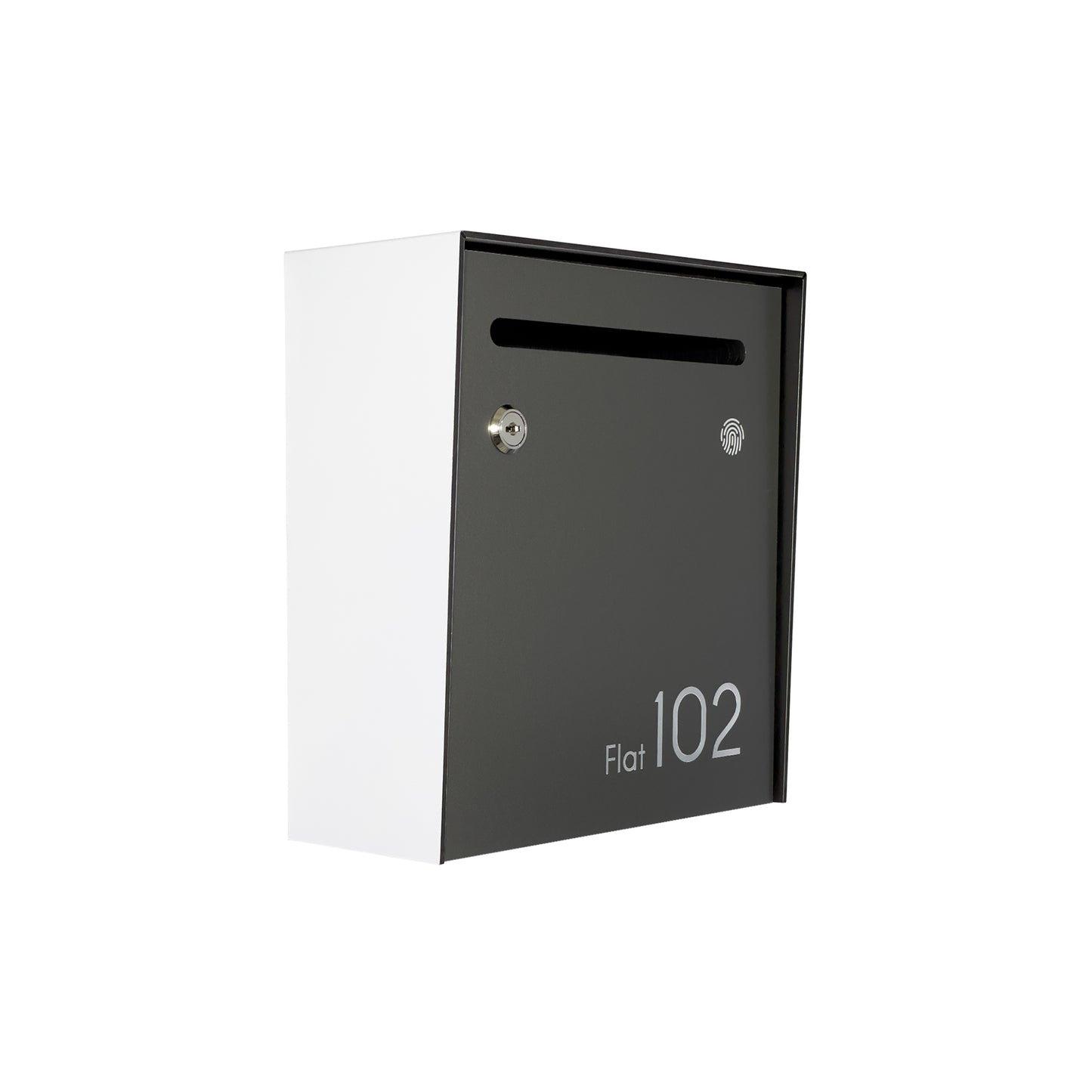 Small Apartment Mailbox - Minimalist White/Metallic Gray Wall Mounted Modern Stylish Letterbox with Engraved Personalization