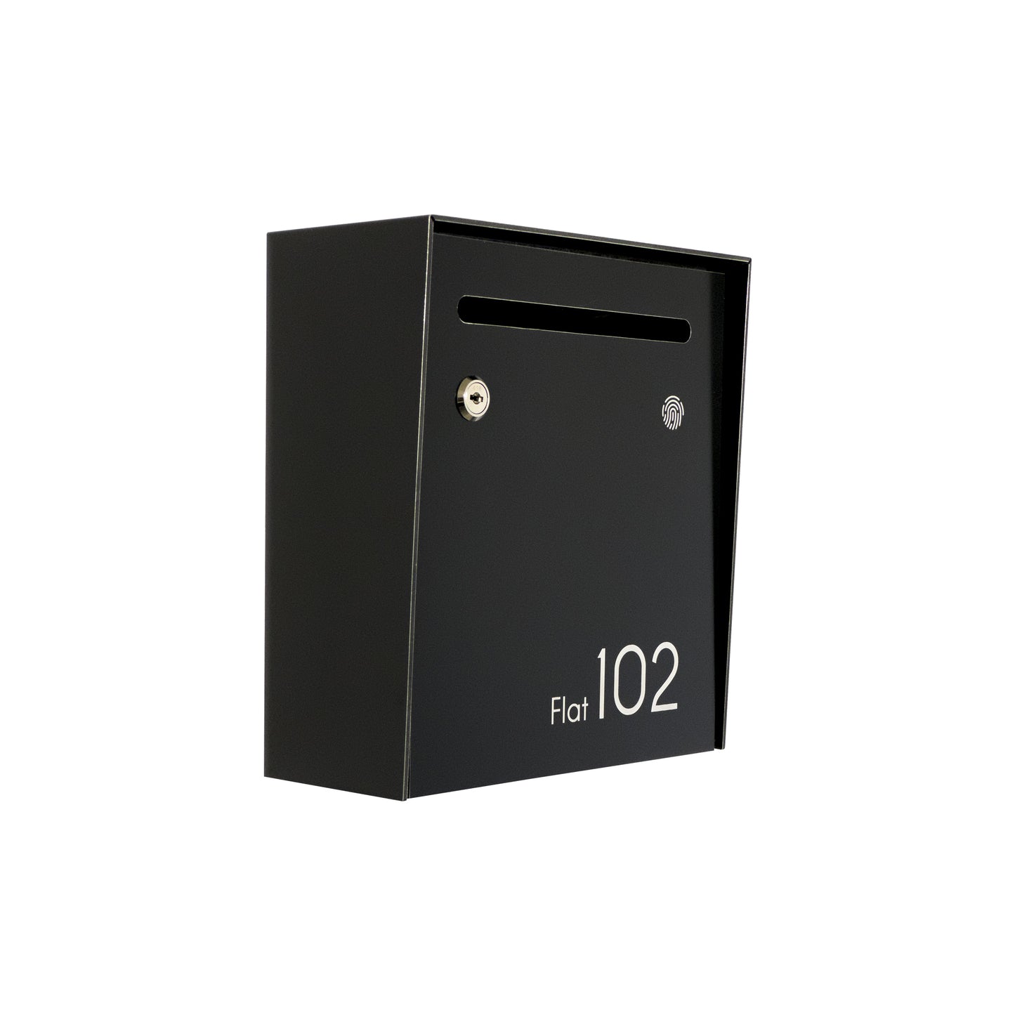 Small Apartment Mailbox - Minimalist Black Wall Mounted Modern Stylish Letterbox with Engraved Personalization