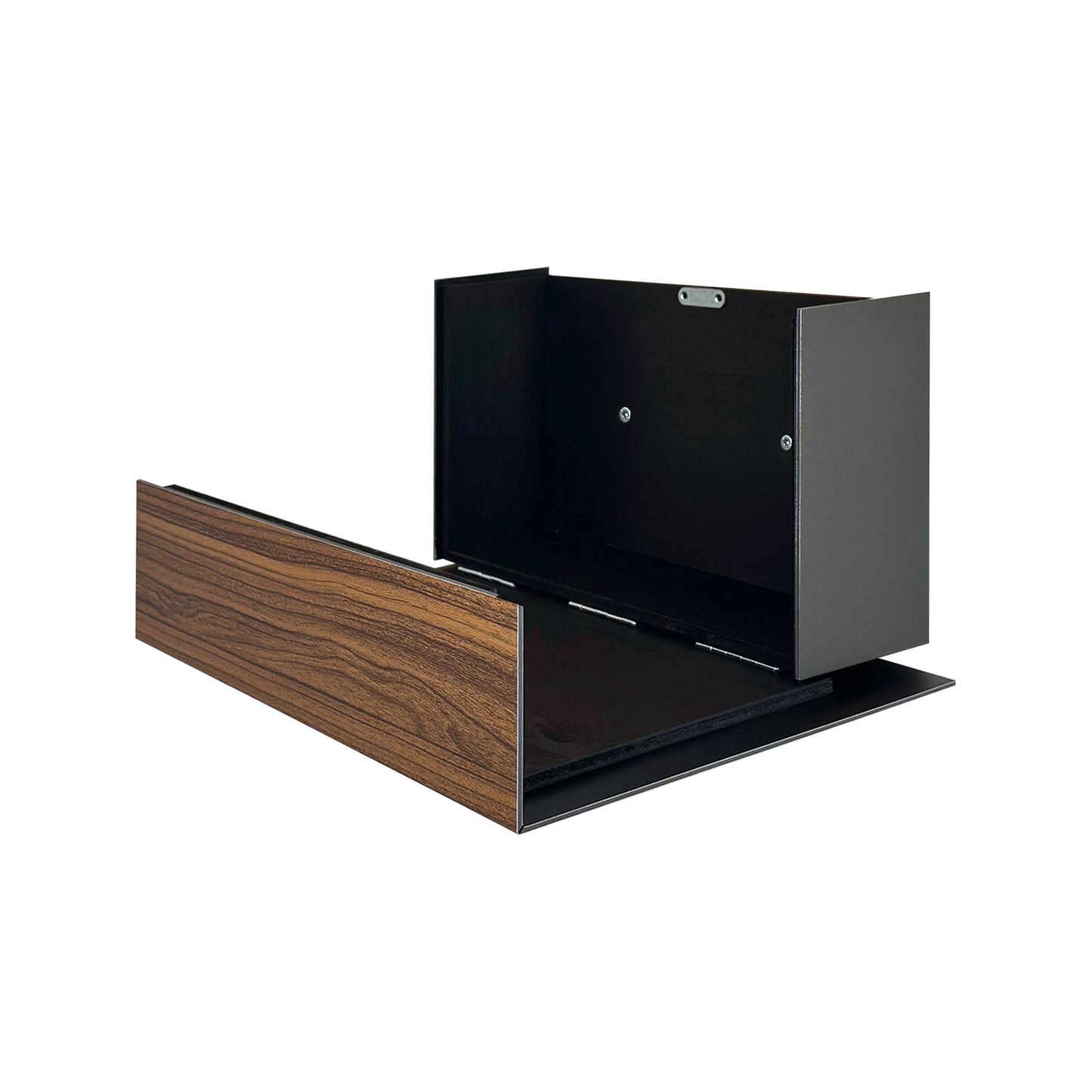 Elegant Minimalist Walnut/Metallic Gray Aluminium Mailbox - Durable Wall Mounted Modern Stylish Letterbox for Home and Office with Engraved Personalization