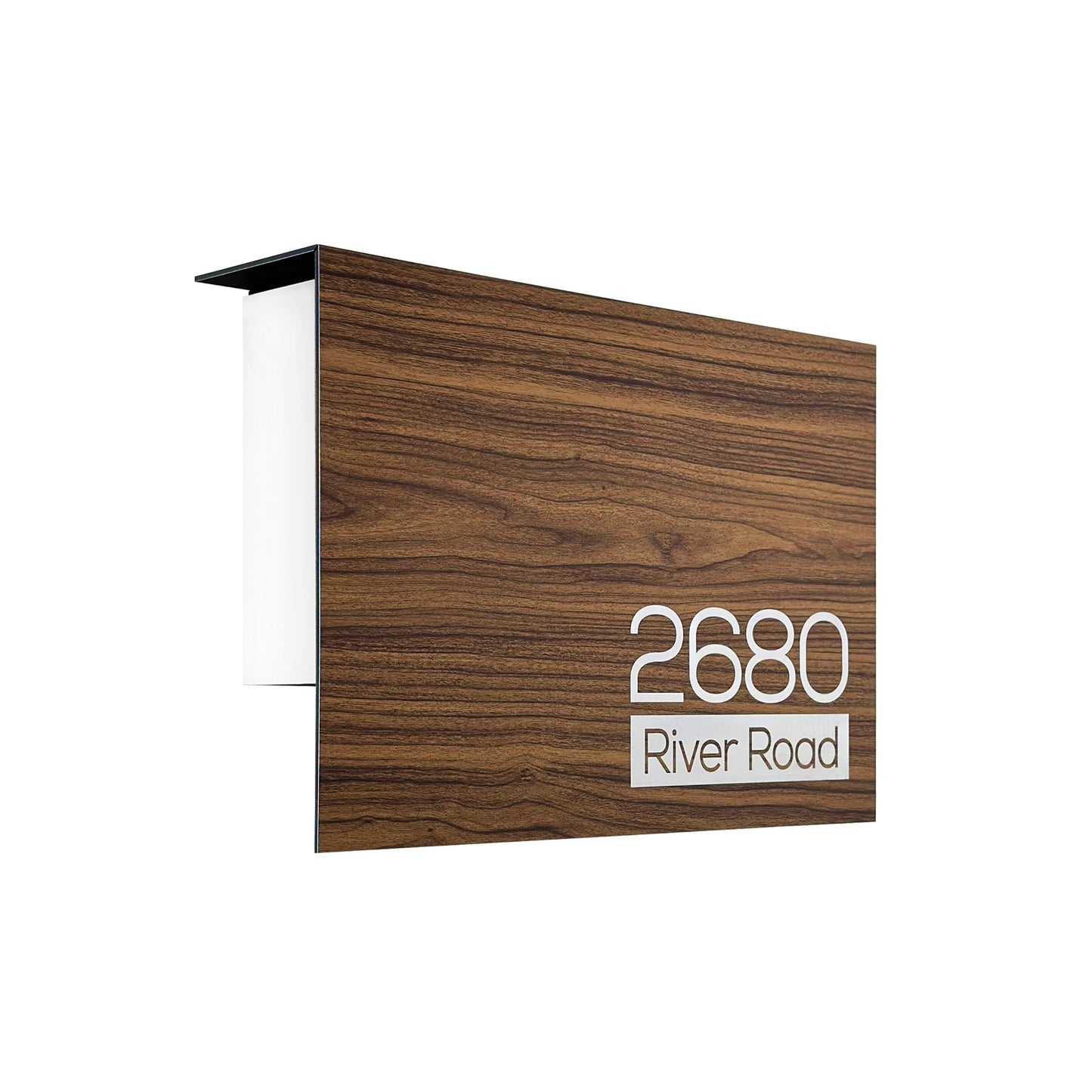 Elegant Minimalist Walnut/White Aluminium Mailbox - Durable Wall Mounted Modern Stylish Letterbox for Home and Office with Engraved Personalization