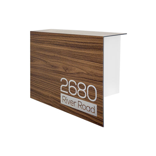 Elegant Minimalist Walnut/White Aluminium Mailbox - Durable Wall Mounted Modern Stylish Letterbox for Home and Office with Engraved Personalization