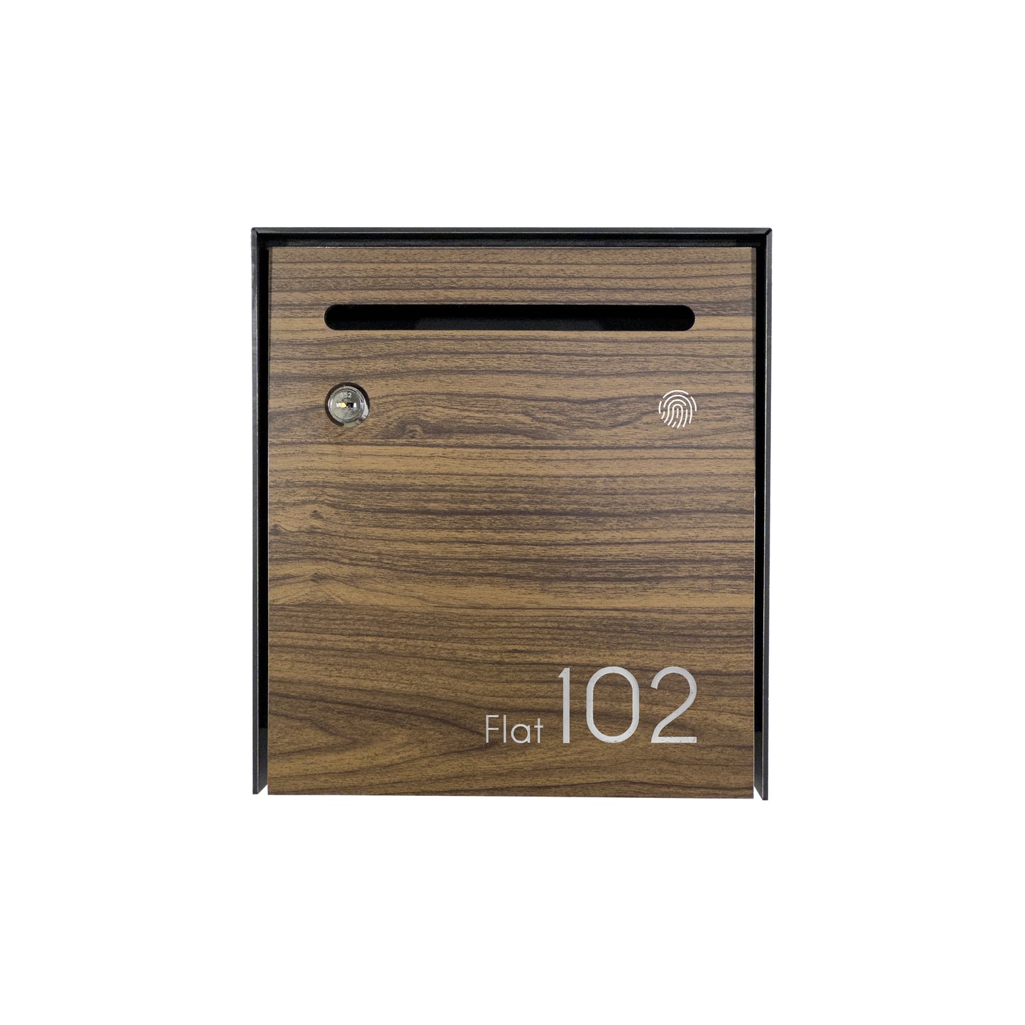 Small Apartment Mailbox - Minimalist Metallic Gray/Walnut Wall Mounted Modern Stylish Letterbox with Engraved Personalization