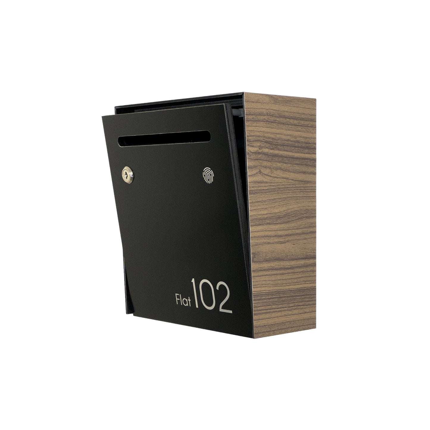 Small Apartment Mailbox - Minimalist Walnut/Black Wall Mounted Modern Stylish Letterbox with Engraved Personalization