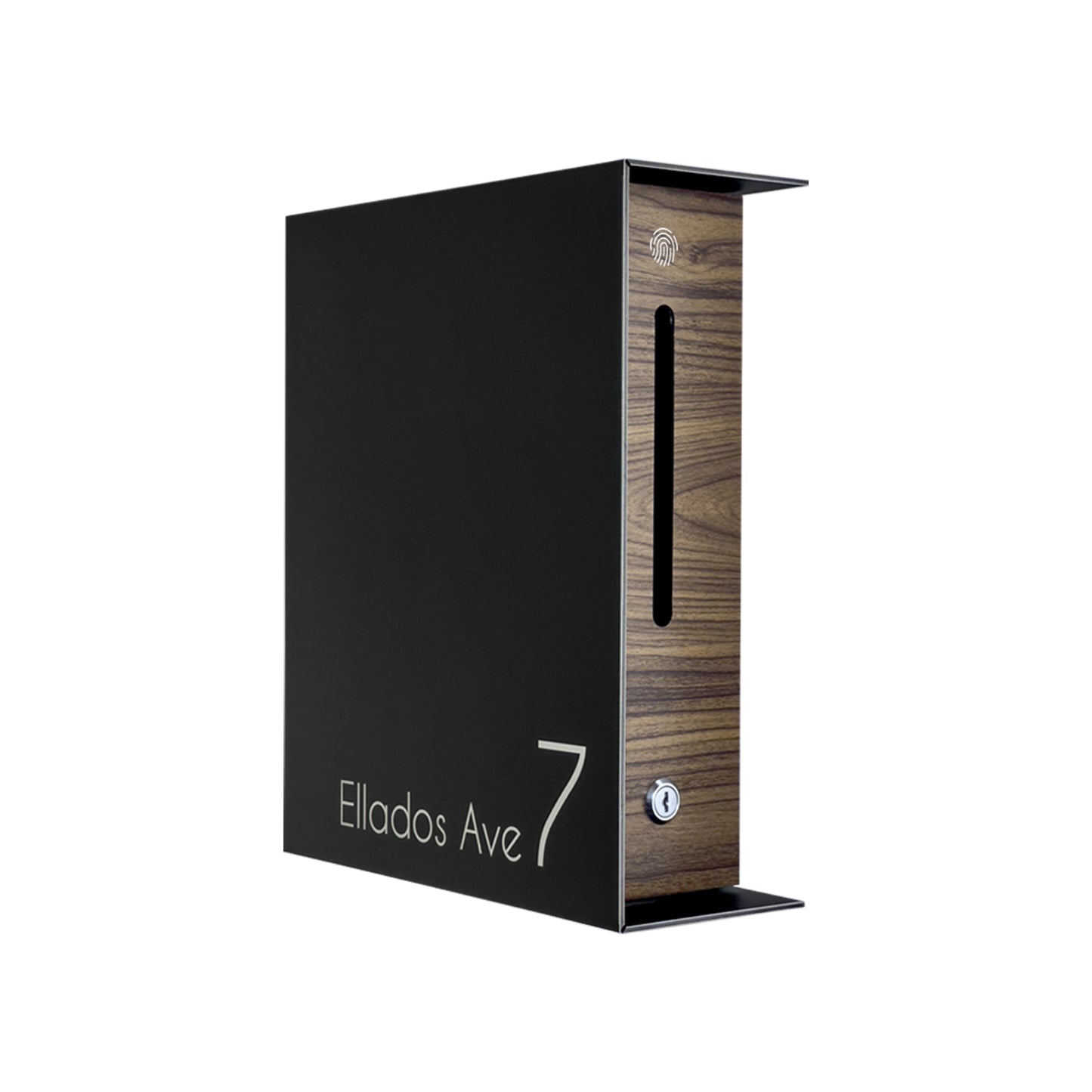 Black/Walnut Minimalist Mailbox - Modern Stylish Letterbox for Home and Office with Engraved Personalization