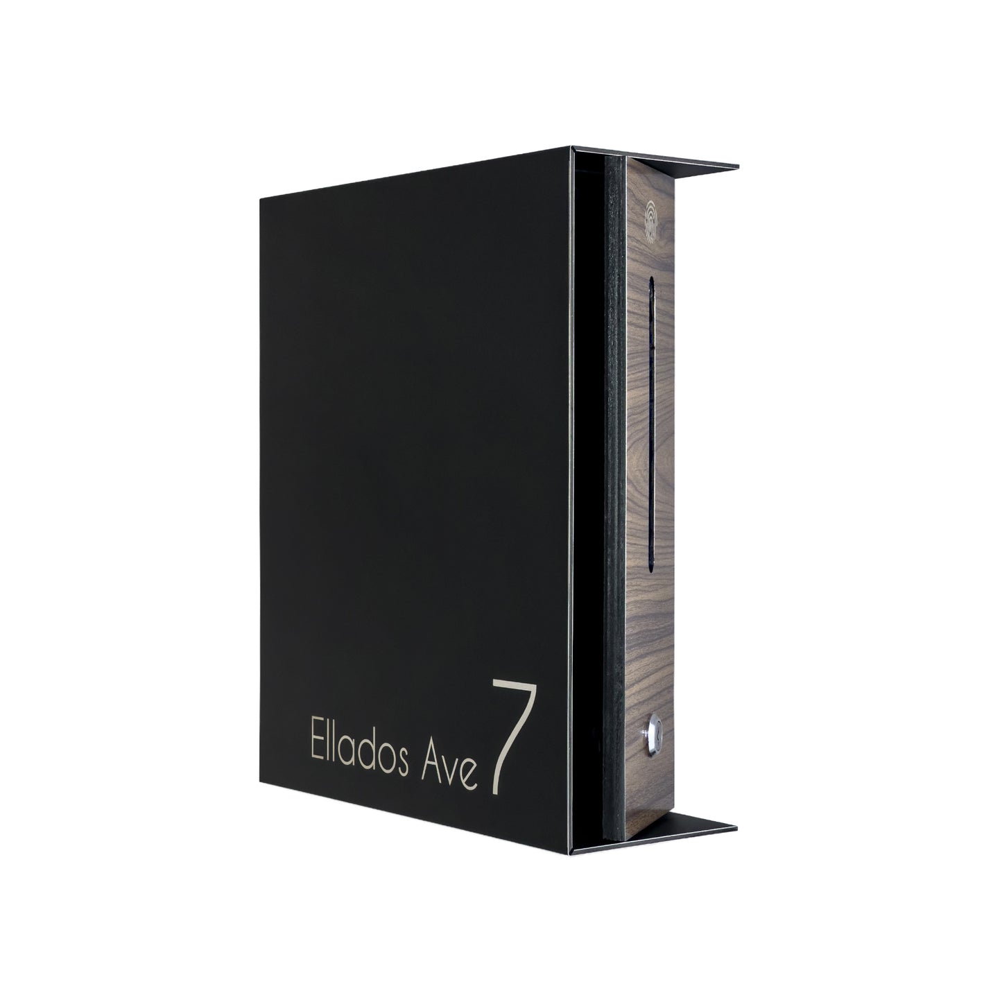 Black/Walnut Minimalist Mailbox - Modern Stylish Letterbox for Home and Office with Engraved Personalization
