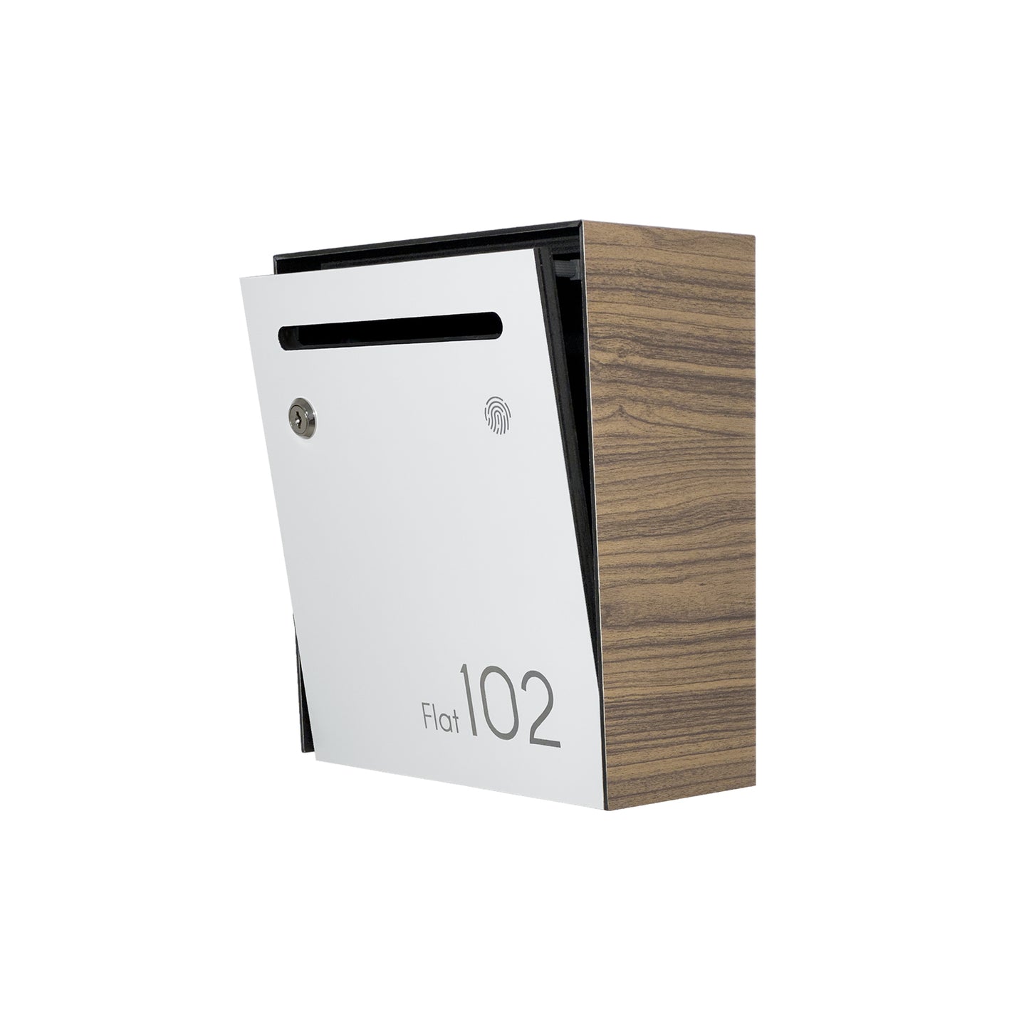 Small Apartment Mailbox - Minimalist Walnut/White Wall Mounted Modern Stylish Letterbox with Engraved Personalization