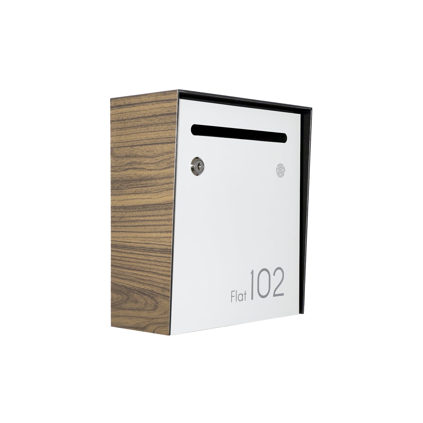 Small Apartment Mailbox - Minimalist Walnut/White Wall Mounted Modern Stylish Letterbox with Engraved Personalization
