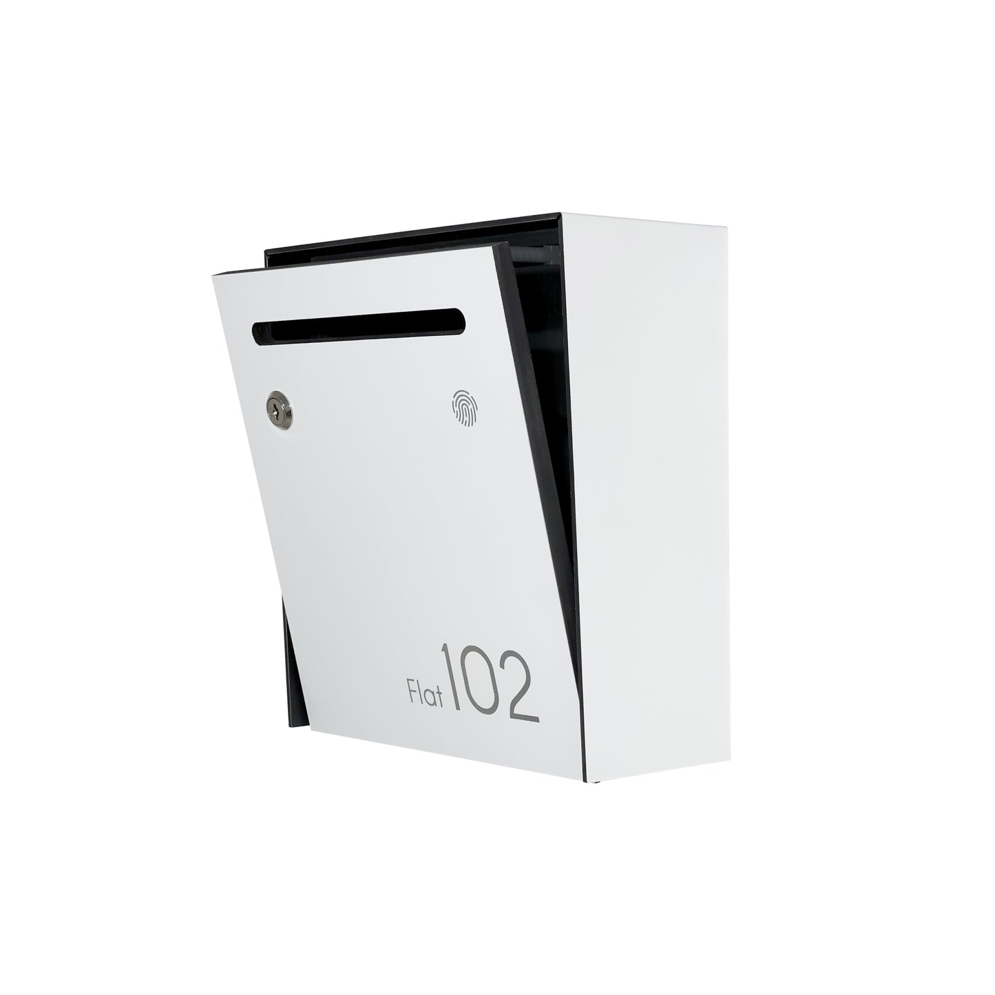 Small Apartment Mailbox - Minimalist White Wall Mounted Modern Stylish Letterbox with Engraved Personalization