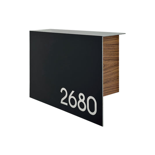 Elegant Minimalist Black/Walnut Aluminium Mailbox - Durable Wall Mounted Modern Stylish Letterbox for Home and Office with Engraved Personalization