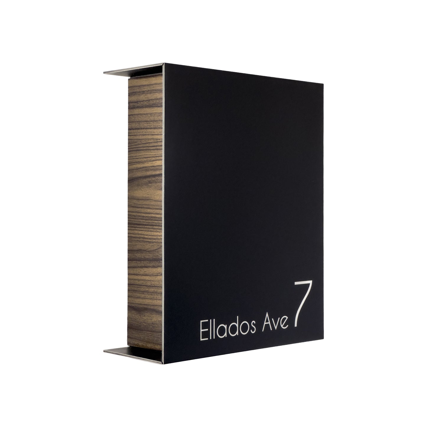 Black/Walnut Minimalist Mailbox - Modern Stylish Letterbox for Home and Office with Engraved Personalization