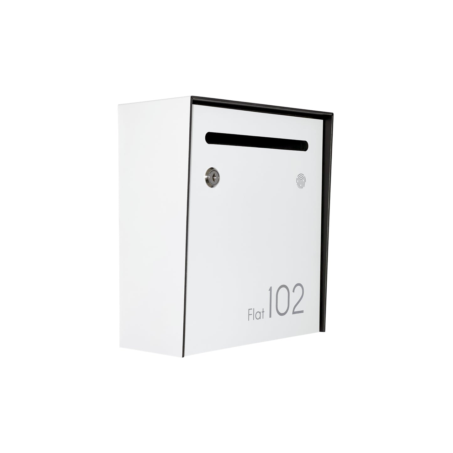 Small Apartment Mailbox - Minimalist White Wall Mounted Modern Stylish Letterbox with Engraved Personalization