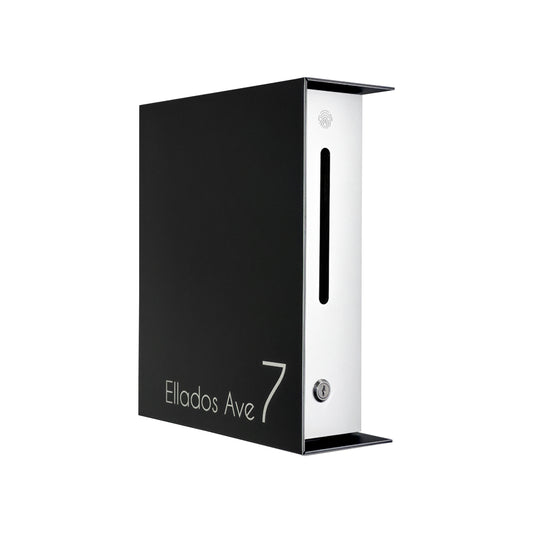 Black/White Minimalist Mailbox - Modern Stylish Letterbox for Home and Office with Engraved Personalization