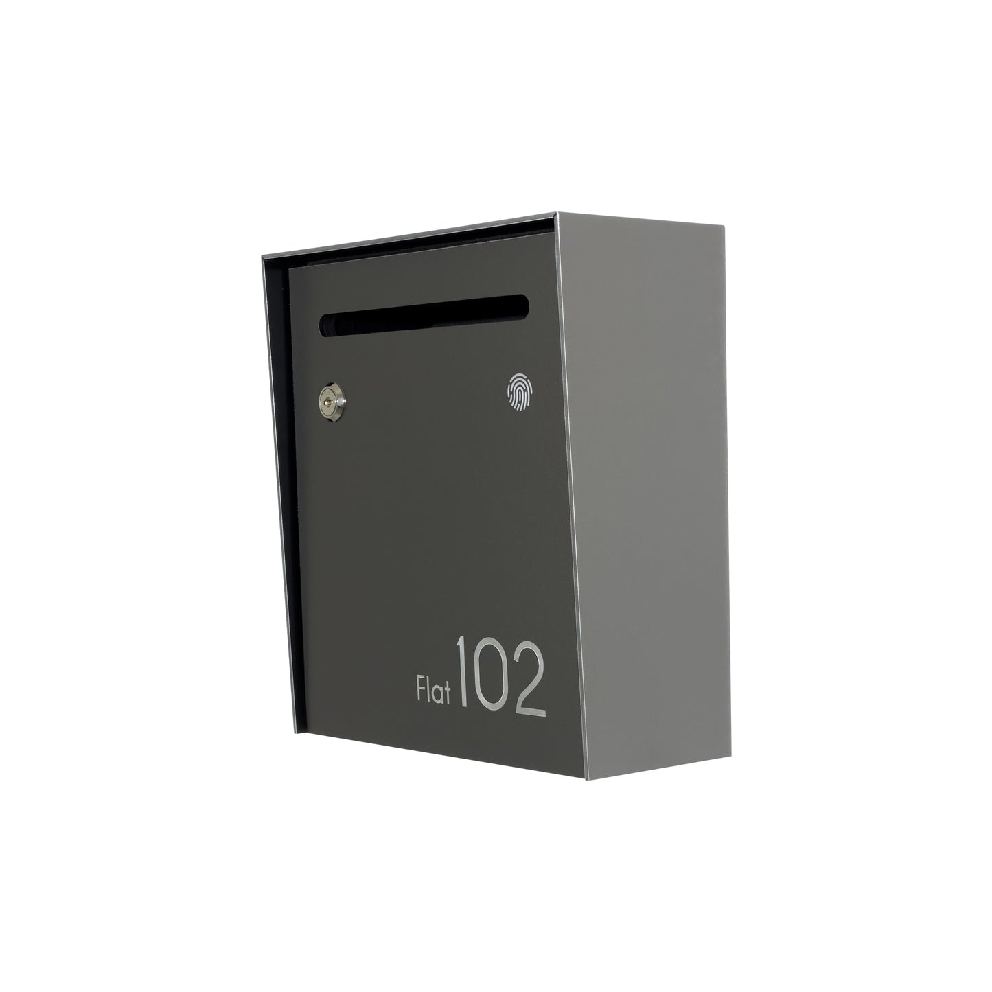 Small Apartment Mailbox - Minimalist Metallic Gray Wall Mounted Modern Stylish Letterbox with Engraved Personalization