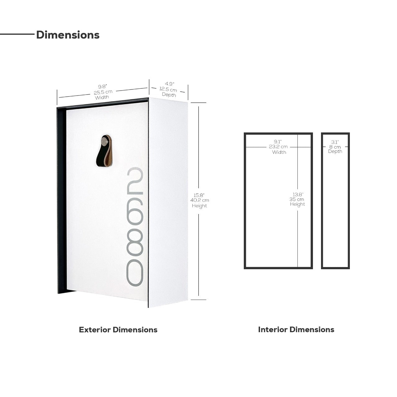 Vertical Minimalist White/Walnut Aluminium Mailbox - Contemporary Wall Mounted Stylish Letterbox for Home and Office with Engraved Personalization